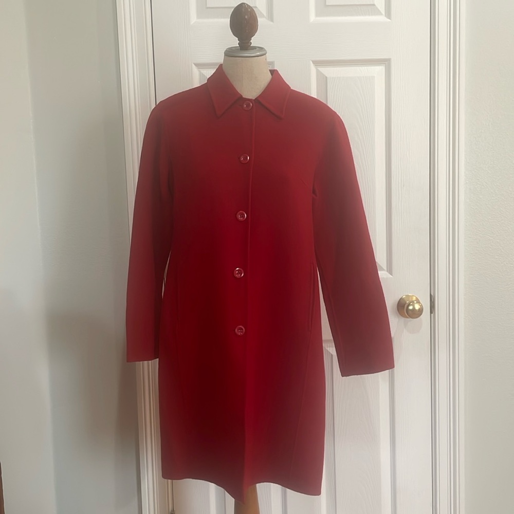 Vintage Brooks 346 coat wool blend soft collar pockets red women’s size S